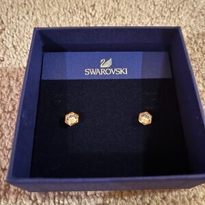 Swarovski Hexagon Gold Crystal Earrings